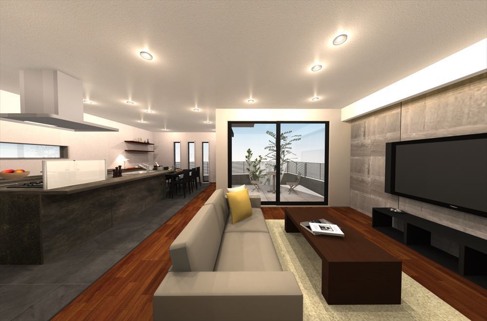 グレーを基調とした生活感のないこだわりのリビング